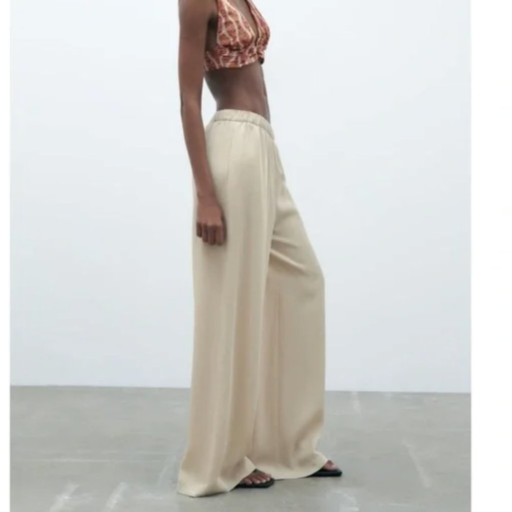 NWT Zara fluid pants beige - Picture 1 of 7